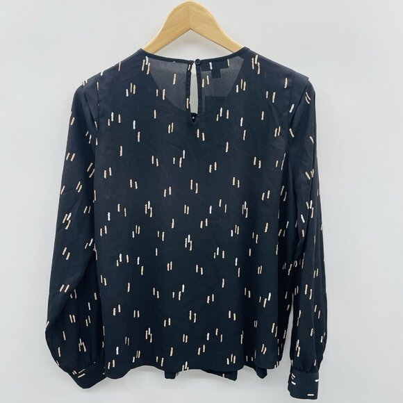 Alfani Womens Size Medium Printed Pleated Long Sleeve Blouse in Black $59 243 - Picture 5 of 9